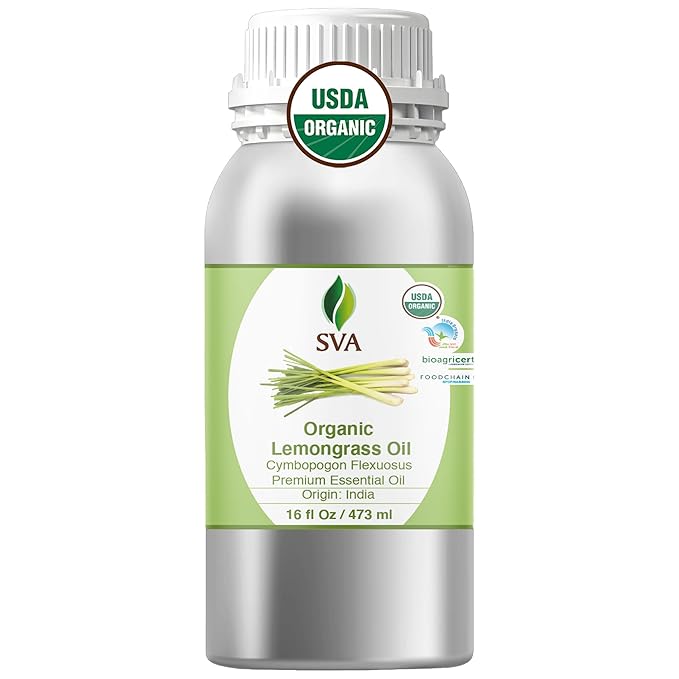 SVA Lemongrass Essential Oil Organic – 16 Fl Oz – 100% Natural Organic by SVAORGANICS