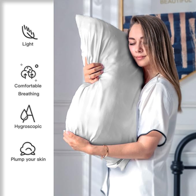 Silk Pillow Cases 2 Pack, Soft Breathable and Sliky Queen Size Pillow Cases Set - Image 3