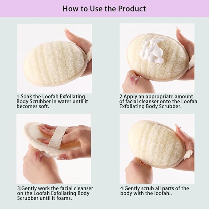 Natural Loofah Exfoliating Body Scrubber, Bath Shower Loofah Sponge - Image 3