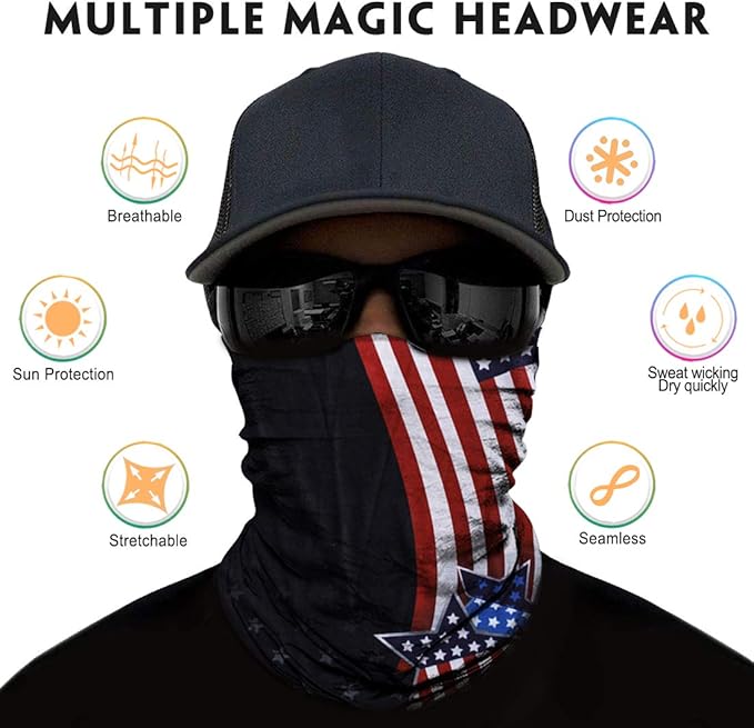 Venswell Neck Gaiter Face Mask Men Women, Seamless Bandana Rave Face Cover - Image 2