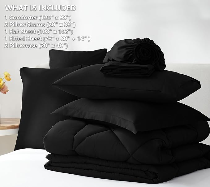 CozyLux Oversized King Comforter Set Black - Image 6