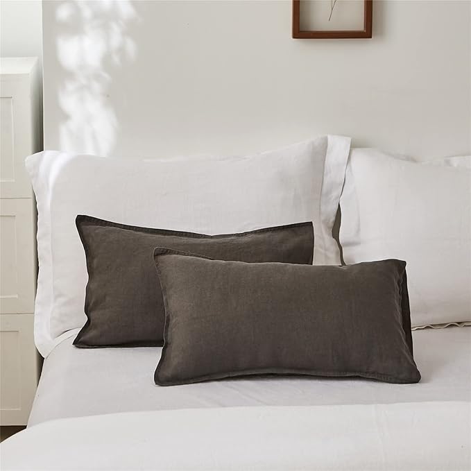 Simple&Opulence 100% Linen Lumbar Pillow Cover 12 x 20 Inches Set of 2 - Image 5