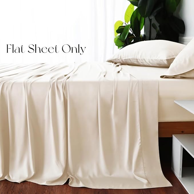 Bamboo Viscose Flat Sheets Only, 400 Thread Count Sateen Weave TwinXL Size Flat - Image 4