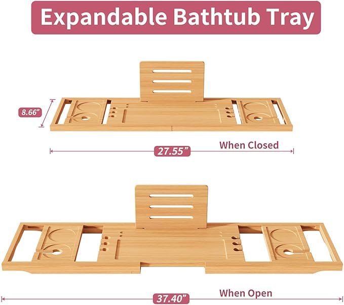 Bathtub Tray, Bath Tray for Tub, Bath Tub Tray Wood, Bath Caddy Tray for Bathtub - Image 5