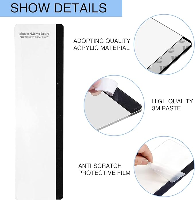 2pcs Office Desk Accessories Monitor Memo Board Computer Message Board Office Supplies for Women Men Computer Sticky Note Holder Home Desktop Message Office Decor (Smooth Monitor Memo Board)