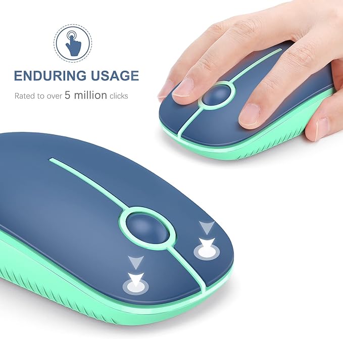 VssoPlor Wireless Mouse, 2.4G Slim Portable Computer Laptop Mouse with Nano Receiver Quiet Silent Optical Mice for Notebook, PC, Laptop, Computer-Blue and Green