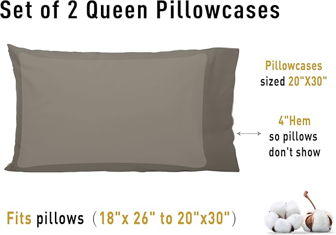 Sunflower Queen Pillowcases Set of 2, 100% Cotton Queen Size Pillow Cases 2 - Image 8