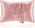 BEDELITE Satin Pillowcase with Zipper 2 Pack, Rose Pink Pillow Cases Standard by BEDELITE