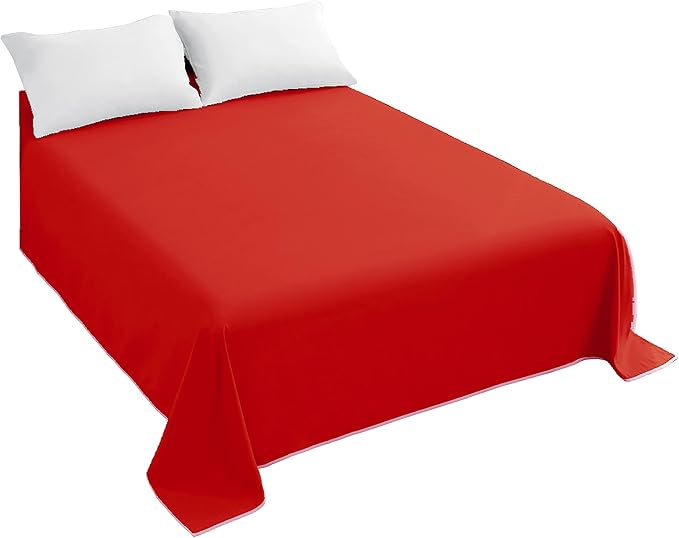 Sfoothome King Flat Sheet Red Top Sheet, Premium Hotel 1-Piece, Luxury and Soft by Sfoothome