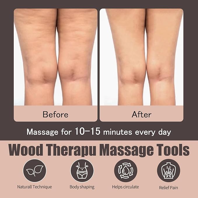 Wood Therapy Massage Tools, Lymphatic Drainage Massager, Pain Relief, Whole - Image 4