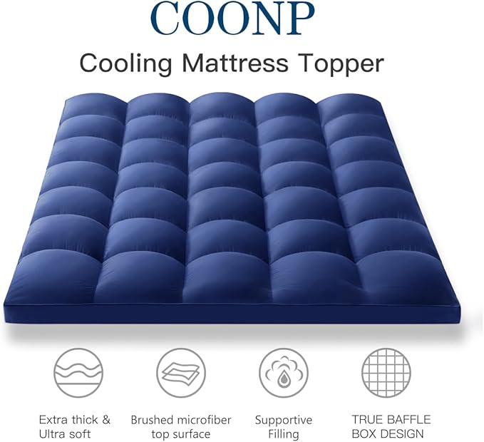 COONP King Mattress Topper, Extra Thick Pillowtop, Cooling Plush Mattress Pad - Image 2