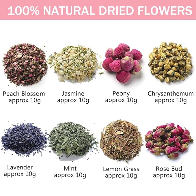 Ouliget Dried Flowers Pedicure Foot Soak Kit, 8 Bags Set - Image 4