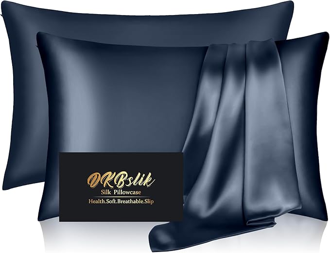 Silk Pillow Cases 2 Pack, Mulberry Silk Pillowcases Standard Set of 2, Anti Acne by HOME