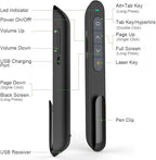 Norwii N76 Rechargeable Presentation clicker, Long Range Presentation Remote, Wireless Presenter, Pointer for PowerPoint Presentations, Slide Control - Green Light