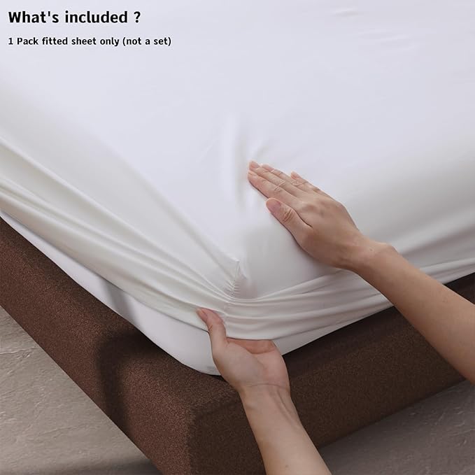 100% Egyptian Cotton Fitted Sheet King Size White, 600 Thread Count, 8-16" Deep - Image 4