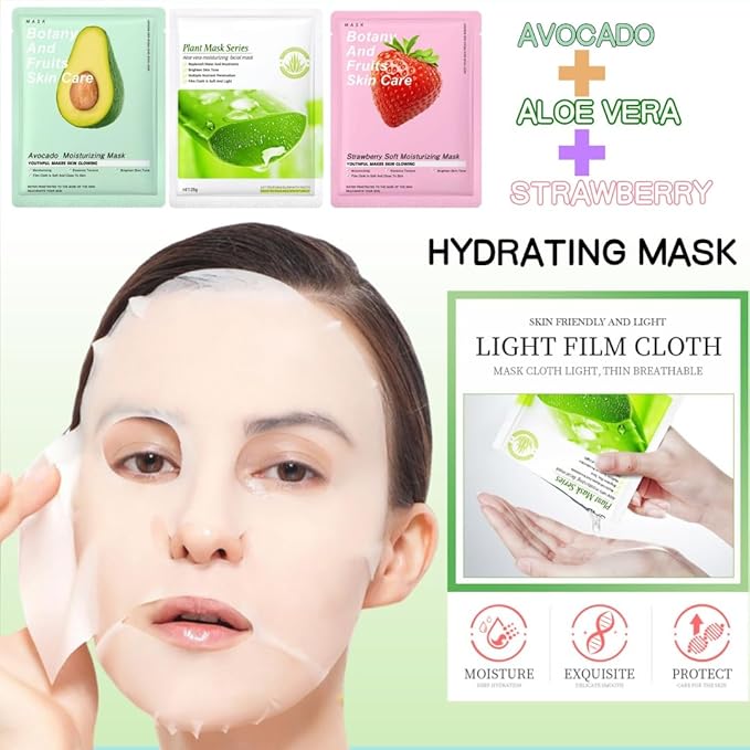 12PC Natural At-Home Spa Skincare Kit | Strawberry Aloe Vera Avocado Face Hand - Image 5