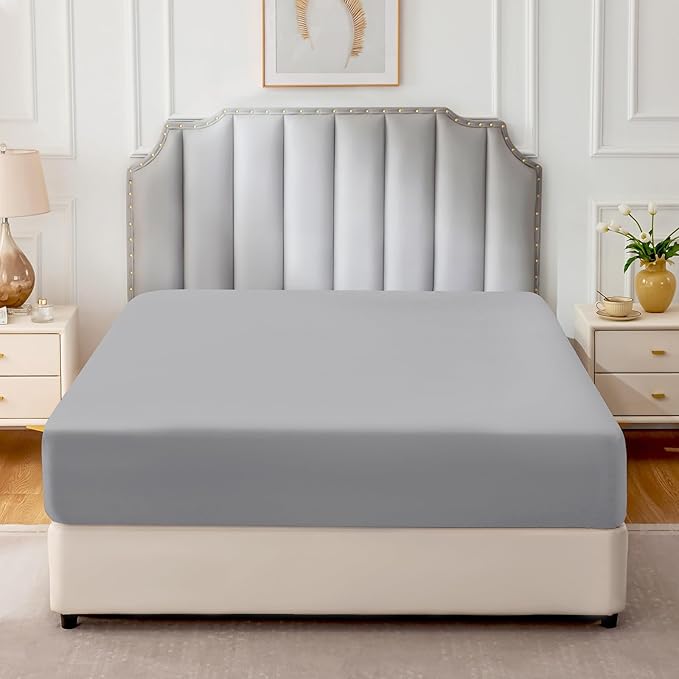 FreshCulture Pure Cotton Fitted Sheets Queen Size, 300 Thread Count Percale - Image 2