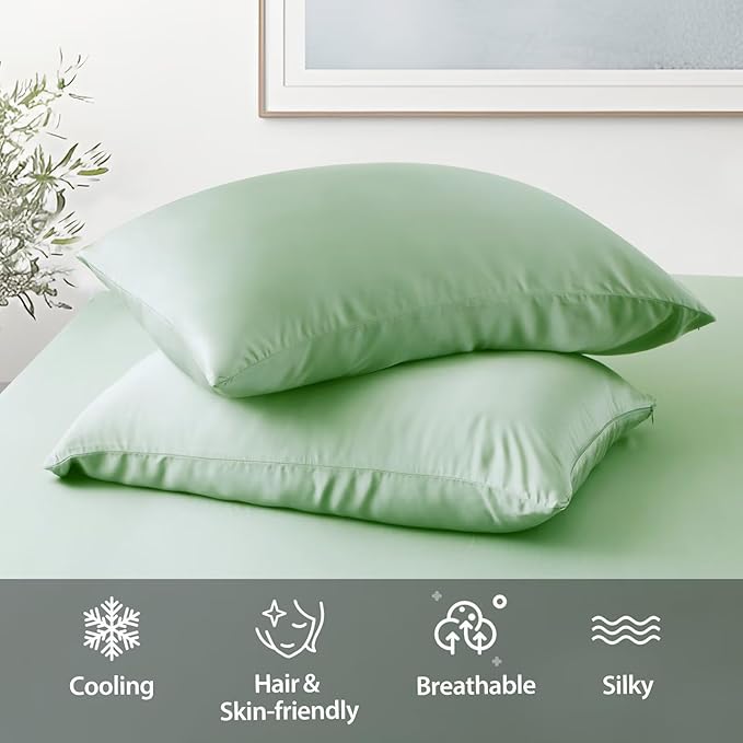 4 Pack Cooling Pillow Cases, Viscose Derived from Bamboo Pillow Protectors - Image 3