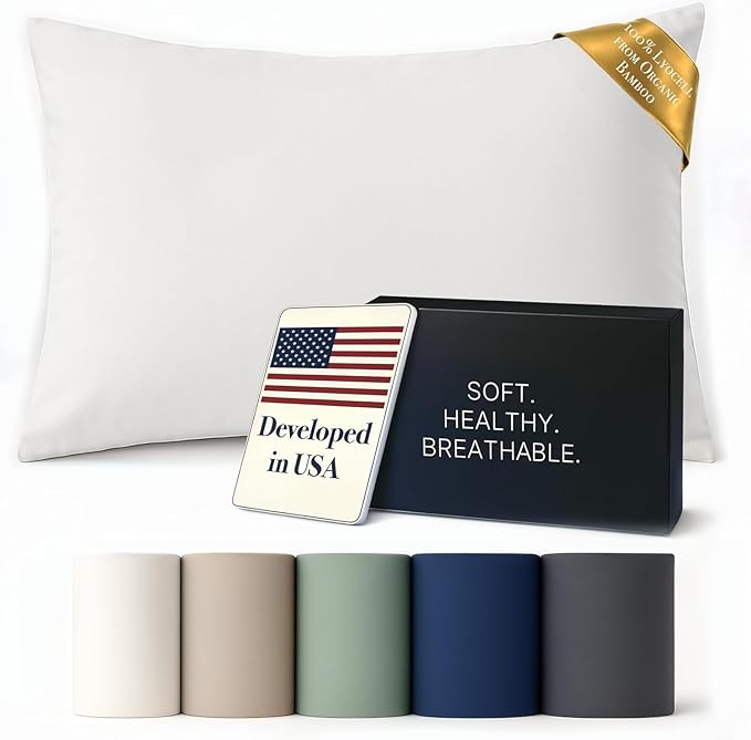 ettitude 100% Lyocell Organic King Pillowcase Set – Silky, Breathable, by ettitude