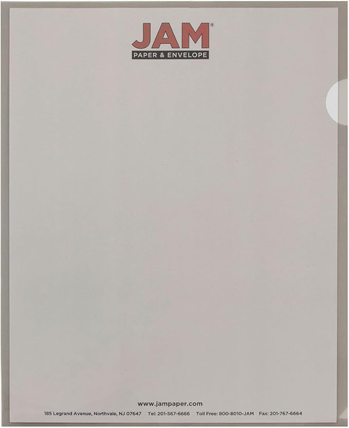 JAM PAPER Plastic Sleeves - Letter Size - 9 x 11 1/2 - Smoke Gray Project Pockets - 120 Bulk Page Protectors/Pack