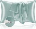 BEDELITE Satin Pillowcase with Zipper, Haze Blue King Size Pillow Cases Set of 2 by BEDELITE