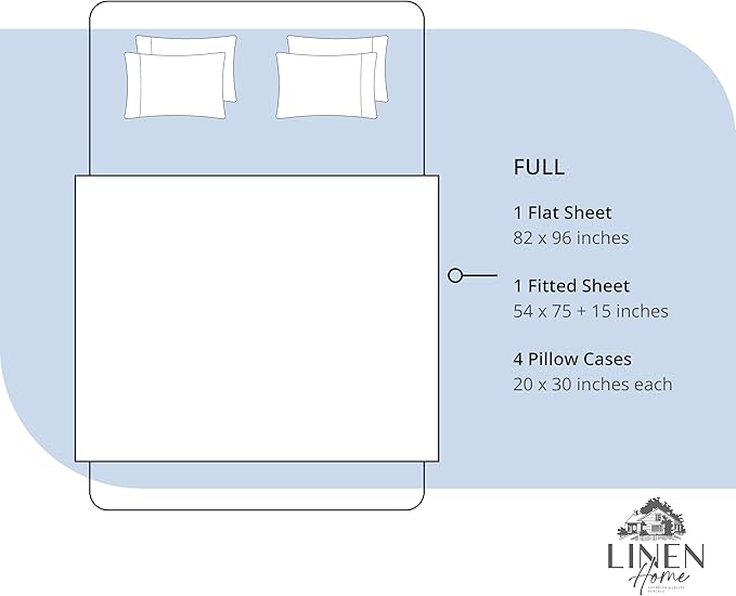 Linen Home 100% Cotton Percale Sheet Set, Full Size, Dark Blue, Deep Pocket - Image 6