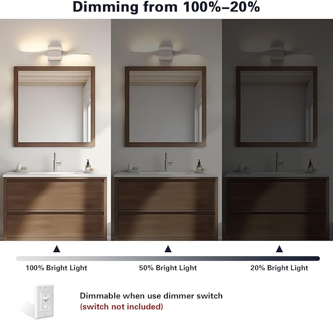 Joossnwell Brushed Nickel Bathroom Vanity Lights Fixtures Over Mirror 5CCT - Image 3