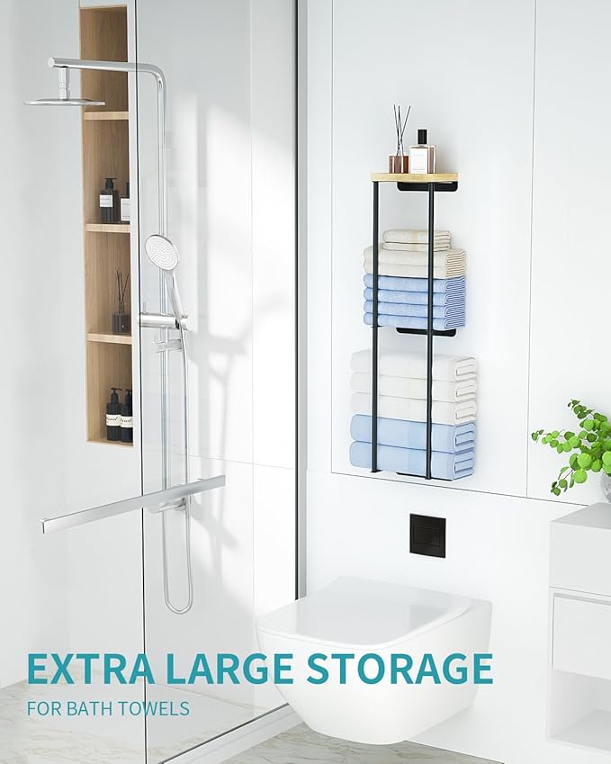 Towel Racks for Bathroom, 2 Tier Wall Towel Holder - Image 3