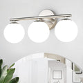 Brushed Nickel Bathroom Light Fixtures 3-Light Globe Vanity Light by foucasalLighting