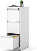 Reegangfa 3 Drawer File Cabinet with Lock, 18" D Metal Vertical Filing Cabinets, Steel File Storage Cabinets for Home Office, Hanging A4 Legal/Letter Size Narrow File Cabinet, Assembly Required