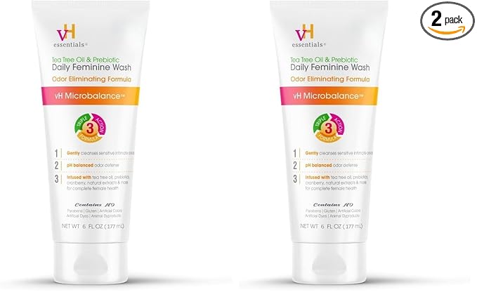 vH essentials, Ph Balanced Daily Feminine Wash, Tea Tree Oil & Prebiotic by vHessentials