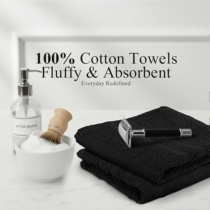 24 Pack Black Hand Towels 100% Cotton Spa Towels – 16x27 inches Highly - Image 3