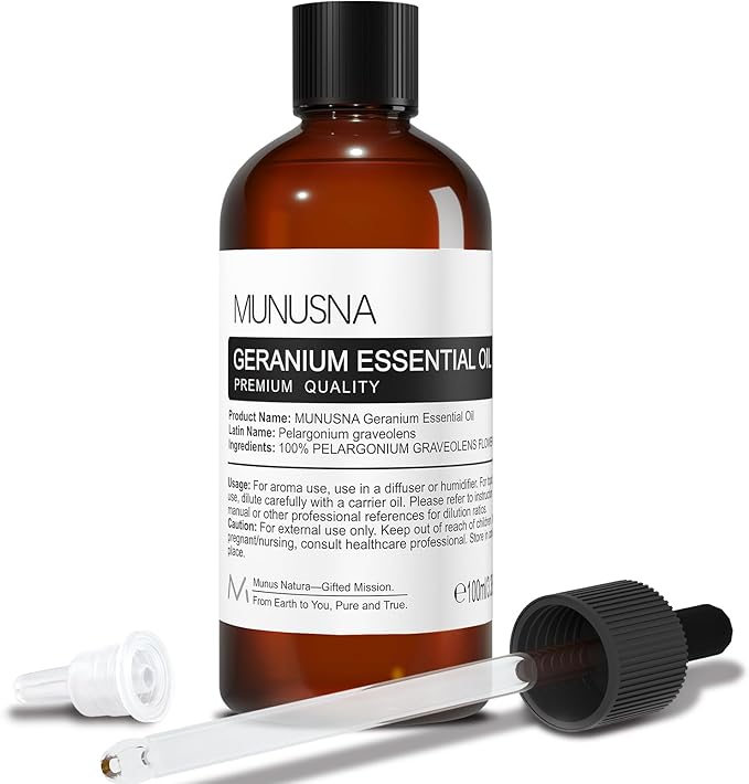 Geranium Essential Oil 100ML, 100% Pure Geranium Oils Aromatherapy Oil by MUNUSNA