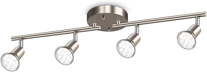 Ascher 4-Light LED Track Lighting Kit, Flexibly Rotatable Light Heads, 4 Way by Ascher
