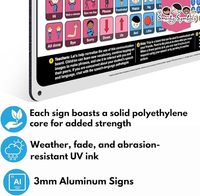 Weather-Proof Aluminum School Playground Communication Board for Autism - Outdoor Inclusive Communication Aid, Lightweight & Durable for Autism & Inclusive Play