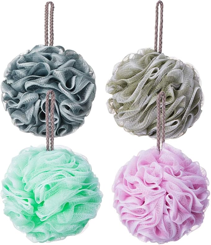 Loofah Bath Sponge, Novosun Mesh Pouf Shower Sponge Soft Exfoliating Shower by Novosunmakeyourlifebetter