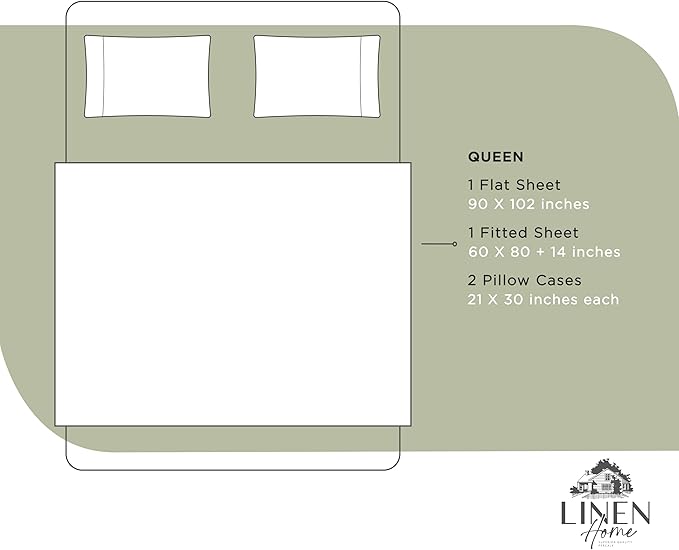 Linen Home 100% Cotton Percale Sheets Queen Size, Deep Pocket, 4 Pieces Set - Image 6