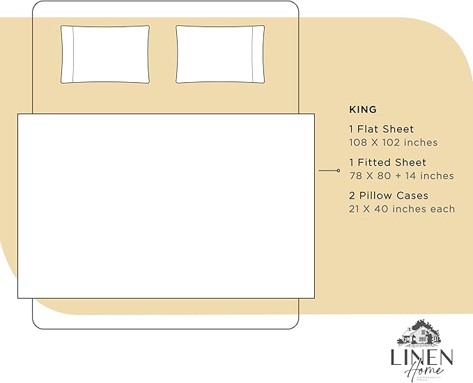 Linen Home 100% Cotton Percale Sheets King Size, Deep Pocket, 4 Pieces Set - Image 6