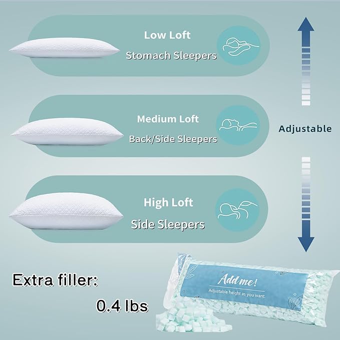 Rainmr Memory Foam Pillows Queen Size Set of 2 - Image 8