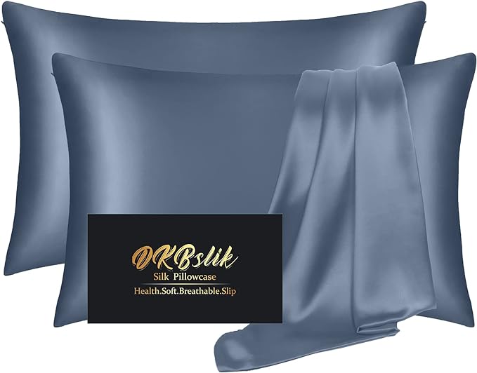 Silk Pillowcase 2 Pack, Natural Mulberry Silk Pillow Case, Anti Acne Silk by HOME