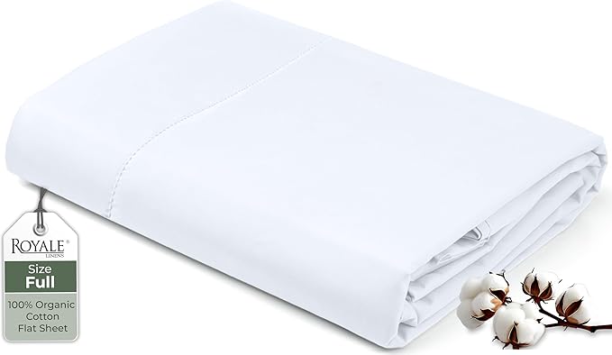 Royale Linens 100% Organic Cotton Full Flat Sheet Only by ROYALELINENS