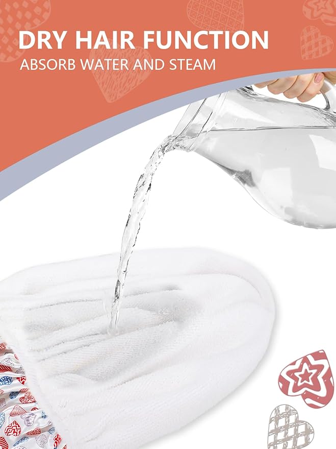 Years calm Terry Lined Shower Cap, Triple Layer Heart Motifs, Waterproof - Image 5