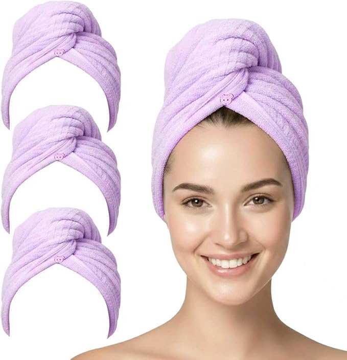 3 Pack Microfiber Hair Towel Wrap by YHPDYL