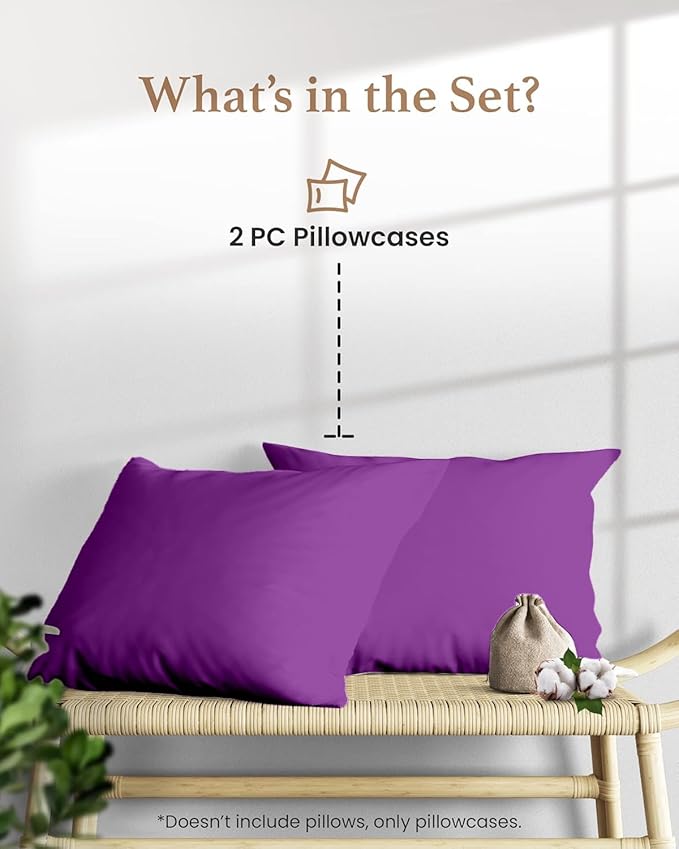 1000 TC Purple King Pillowcases Set of 4 100% Egyptian Cotton Pillow Cases - Image 2
