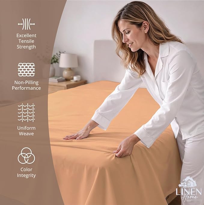 Linen Home 100% Cotton Percale 1 Flat Sheet, Twin Size - Image 2