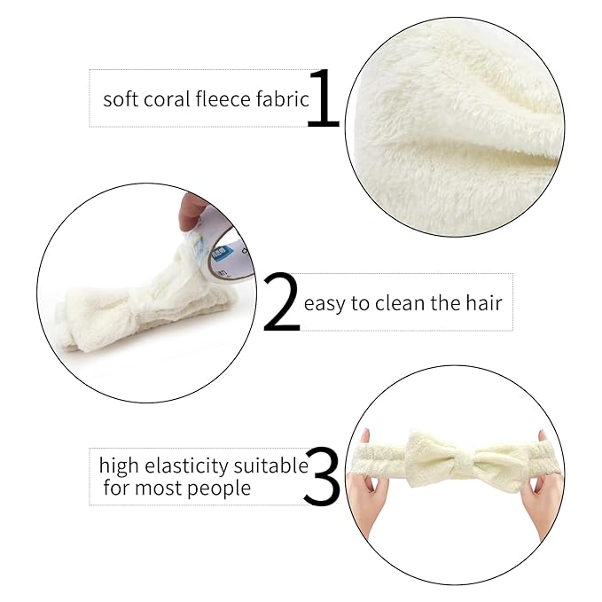 Semato 8 Pcs Creamy White Spa Headband Bachelorette Party Favor Set Skincare - Image 2