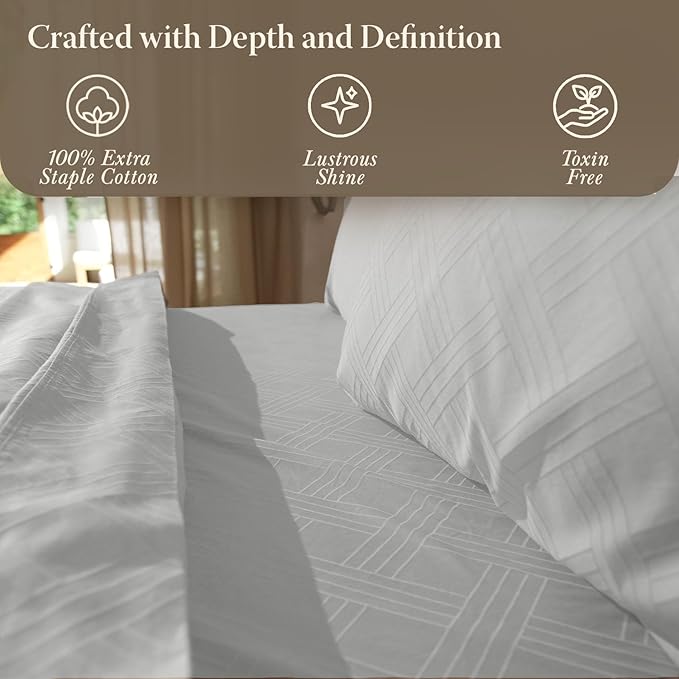 Threadmill Twin Sheets for Twin Mattress | 800 Thread Count Jacquard Celine - Image 6