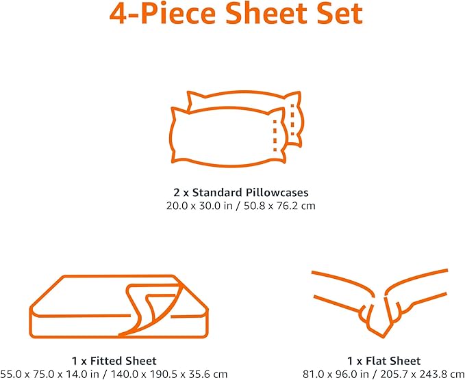 Amazon Basics Breathable, Ultra-Soft, Wrinkle-Resistant Microfiber 4-Piece Bed - Image 6