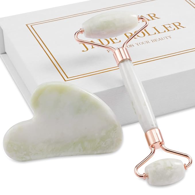 Jade Roller for Face, Facial Roller Massager Skin Care Tool, Gua Sha Facial by XYZBSTAR