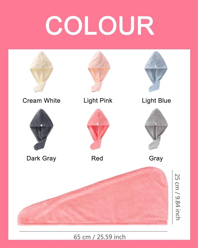 Lumimi 6 Pack Microfiber Hair Towel Wrap - Image 5